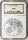 2001 AMERICAN SILVER EAGLE  NGC MS-69