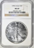 1990 AMERICAN SILVER EAGLE  NGC MS-69