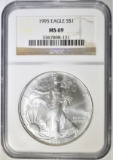 1995 AMERICAN SILVER EAGLE  NGC MS-69