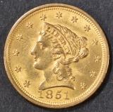 1851 $2.5 GOLD LIBERTY  CH/GEM ORIG BU