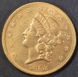 1853 $20 GOLD LIBERTY  CH BU