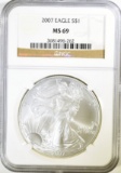 2007 AMERICAN SILVER EAGLE  NGC MS-69