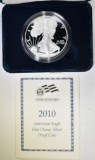 2010-W PROOF AMERICAN SILVER EAGLE ORIG BOX/COA