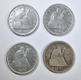 (4) 1875-S SEATED LIBERTY QUARTERS