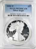 2008-W AMERICAN SILVER EAGLE  PCGS PR-70 DCAM