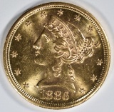 1886-S $5 GOLD LIBERTY  CH BU