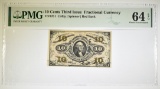 10 CENTS 3rd ISSUE FRACTIONAL CURRENCY PMG 64 EPQ