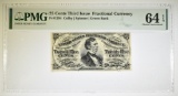 25 CENTS 3rd ISSUE FRACTIONAL CURRENCY PMG 64 EPQ