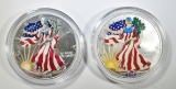 1999 & 2000 COLORIZED SILVER EAGLES IN CAPSULES