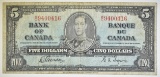 1937 $5 CANADA  NOTE  VF+ BC 23B