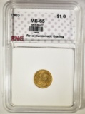 1903 MCKINLY $1 GOLD RNG GEM BU