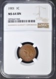 1901 INDIAN HEAD CENT  NGC MS-64 BN