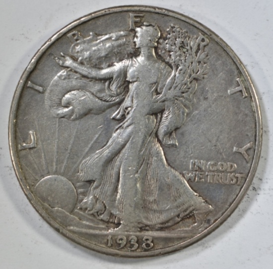 1938-D WALKING LIBERTY HALF DOLLAR VF