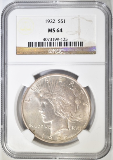 1922-PEACE DOLLAR NGC MS-64