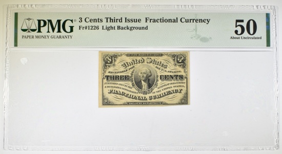 3 CENTS 3rd ISSUE FRACTIONAL CURRENCY PMG 50