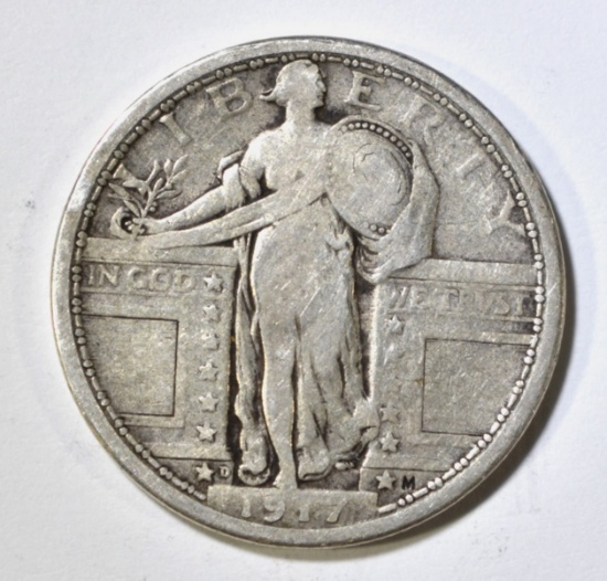 1917-D STANDING LIBERTY QUARTER T-1 FINE