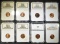 LOT OF 8 GRADED LINCOLN CENTS: