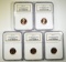 5 NGC GRADED PROOF LINCOLN CENTS :