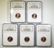 (2) 2005-S, (3) 06-S NGC PF-69 RD UC LINCOLN CENTS