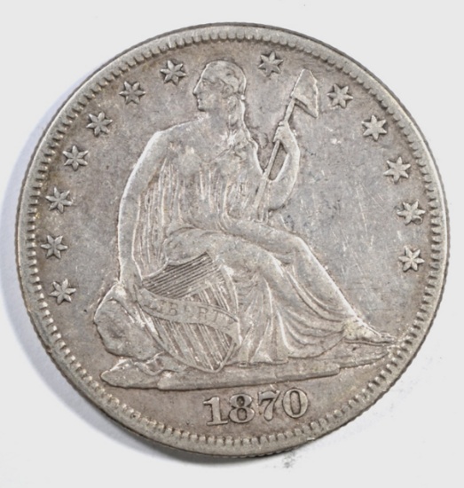 1870 SEATED LIBERTY HALF DOLLAR XF