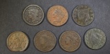 7 LARGE CENTS, 1 CLIPPED