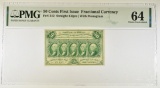 50 CENTS 1st ISSUE FRACTIONAL CURRENCY PMG 64