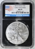 2014 AMERICAN SILVER EAGLE  NGC MS-69