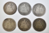 LOT OF 6 LIBERTY SEATED QUARTERS: