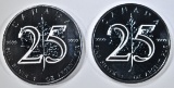 2-2013 25th ANNIV. CANADA SILVER MAPLE LEAF COINS