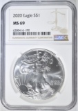 2020 AMERICAN SILVER EAGLE NGC MS 69