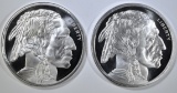 2-INDIAN/BUFFALO ONE OUNCE .999 SILVER ROUNDS