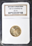 1987-W $5 GOLD CONSTITUTION NGC MS-70