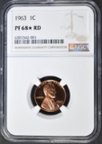 1963 LINCOLN CENT NGC PF-68* RD