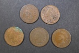 LOT OF 5 INDIAN HEAD CENTS  -  GOOD