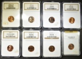 LOT OF 8 GRADED LINCOLN CENTS: