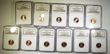 11 NGC GRADED PROOF LINCOLN CENTS: