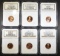 6 NGC GRADED LINCOLN CENTS - 1 MINT ERROR