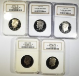 LOT OF 5 KENNEDY PROOFS  NGC GRADED