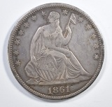 1861-O SEATED LIBERTY HALF DOLLAR XF/AU