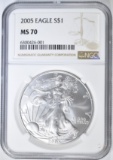 2005 AMERICAN SILVER EAGLE NGC MS 70