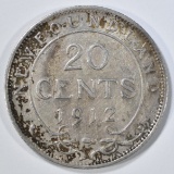 1912 NEWFOUNDLAND SILVER 20-CENT