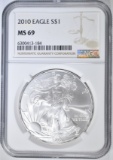2010 AMERICAN SILVER EAGLE NGC MS 69