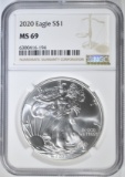 2020 AMERICAN SILVER EAGLE NGC MS 69