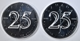 2-2013 25th ANNIV. CANADA SILVER MAPLE LEAF COINS