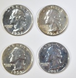 1957, 58, 59, 61 WASHINGTON QUARTERS GEM PROOF