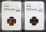 1962 & 63 LINCOLN CENTS NGC PF-68 RD