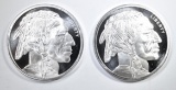 2-ONE OUNCE .999 SILVER INDIAN/BUFFALO ROUNDS