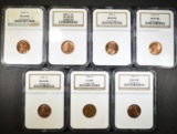 LOT OF 7 NGC GRADED LINCOLN CENTS: