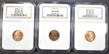 1937, 40-S, 42-S LINCOLN CENTS  NGC MS-66 RD