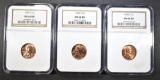 1945-S, 49-S, 58-D LINCOLN CENTS  NGC MS-66 RD